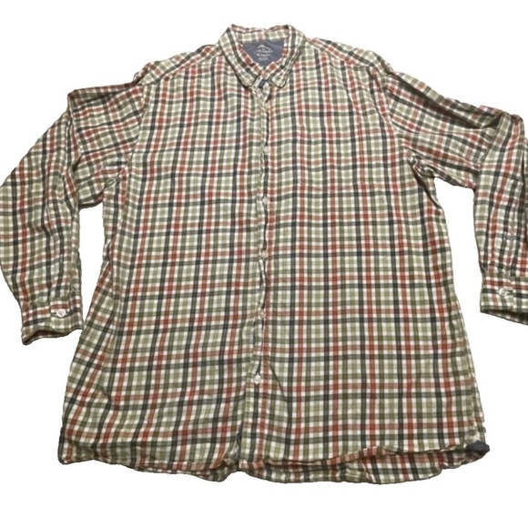 BOB TIMBERLAKE Men's Long Slv Casual Button Down Shirt Green/Orange Plaid; XL - Picture 1 of 4